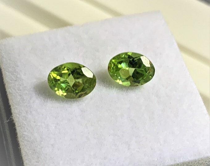 Pair of Natural African Green Perifot Loose Gemstone, Oval Cut 8X6 mm, High Grade  2.50 Carats.