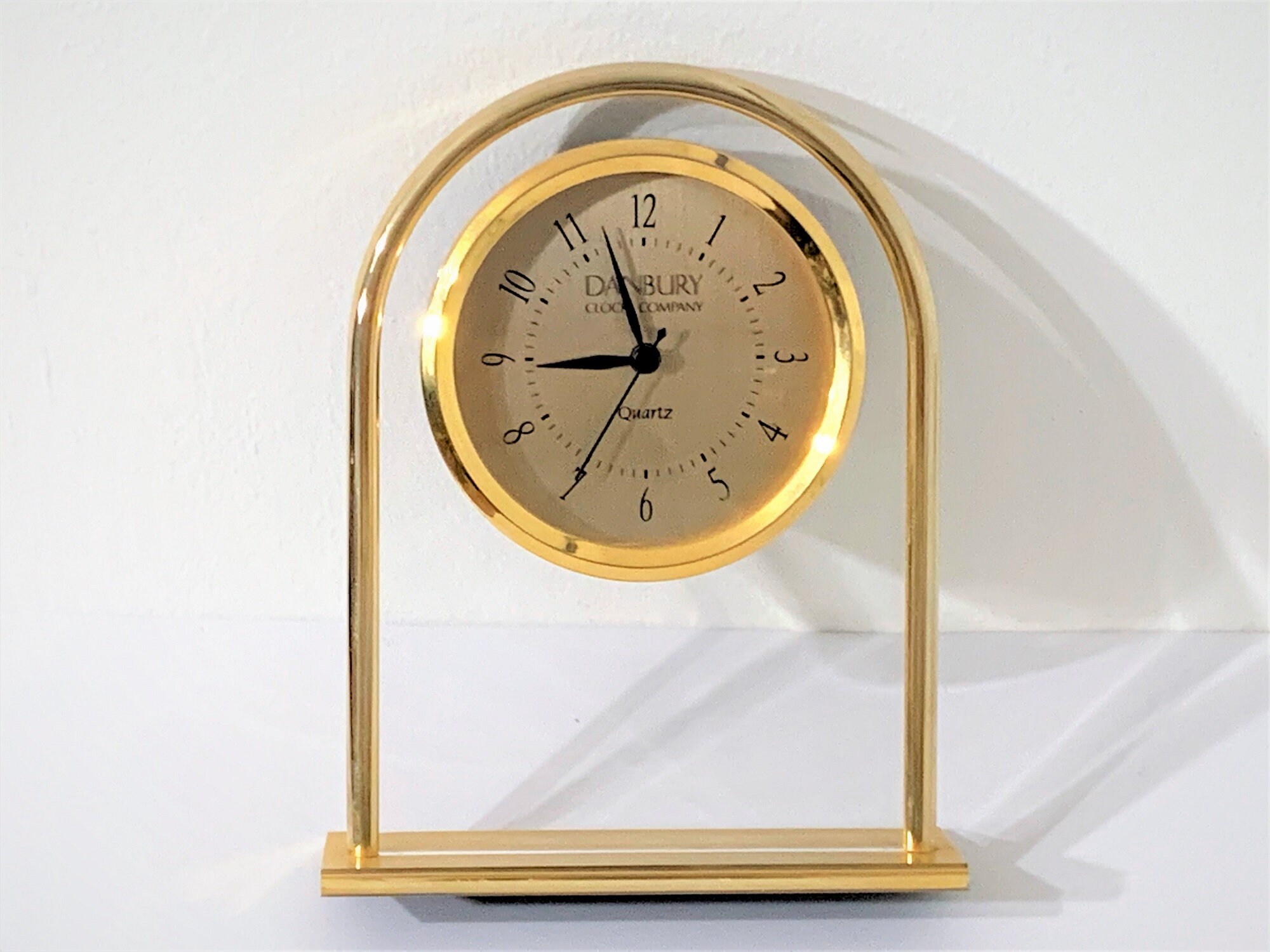 Danbury Solid Brass & Lucite Mantle Desktop Clock, Floating Dial,, 7 H
