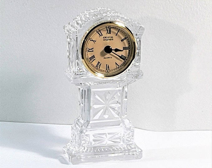 Vintage Crystal Legend by Godinger® Colonial Style Crystal Clock, Handcrafted in Taiwan. Precision Quartz, Serviced. 7" T. Free US Shiping.