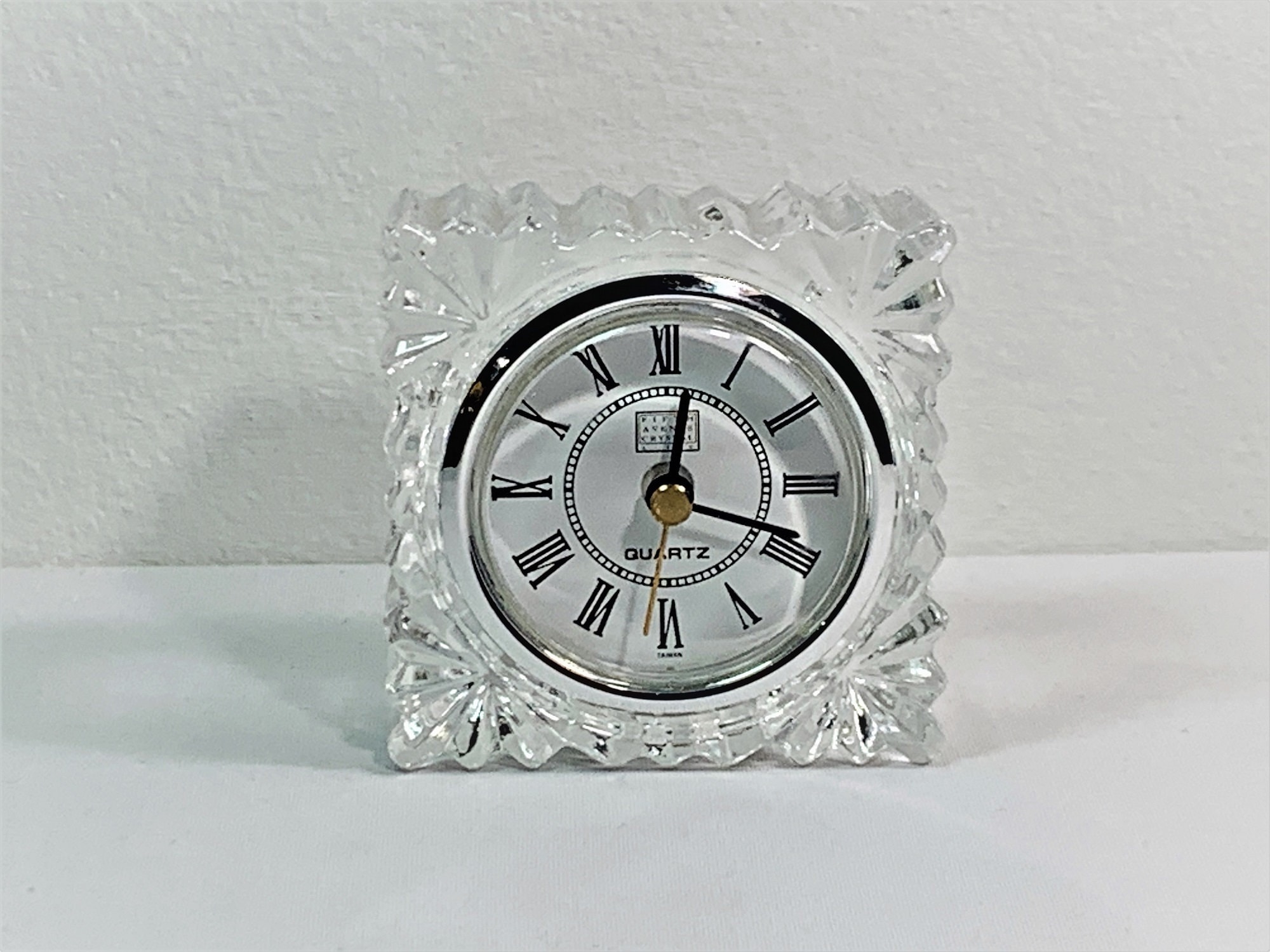 Fifth Avenue Crystal Mantel Clock, Small Size 3 Square, Fine Hand Cut