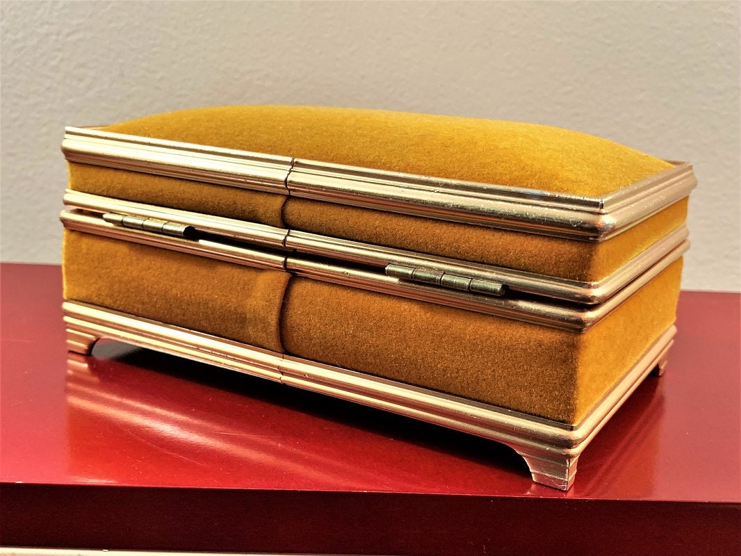 Vintage Velvet Travel Jewelry Box, Beautifully Handcrafted, Padded