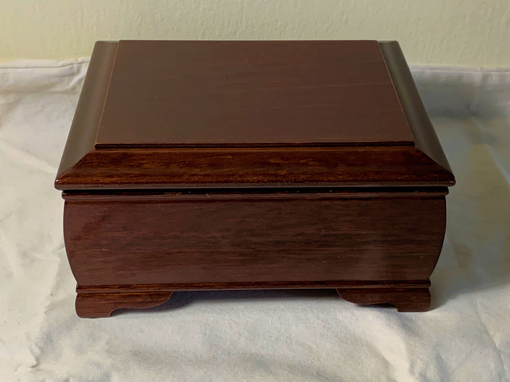 Vintage Fine Wood Jewelry Box Small Chest, Mahogany Piano Finish