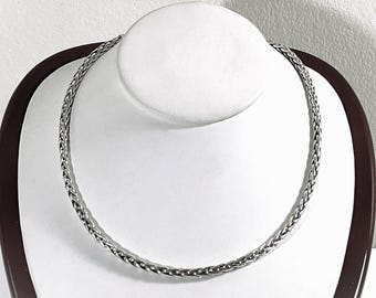 Sterling Silver Dragon Link Rope Necklace, Solid Heavy 4.5mm Thick 31.00 Grams. 17" L. Lobster Claw Clasp. Refinished. Free US Shipping