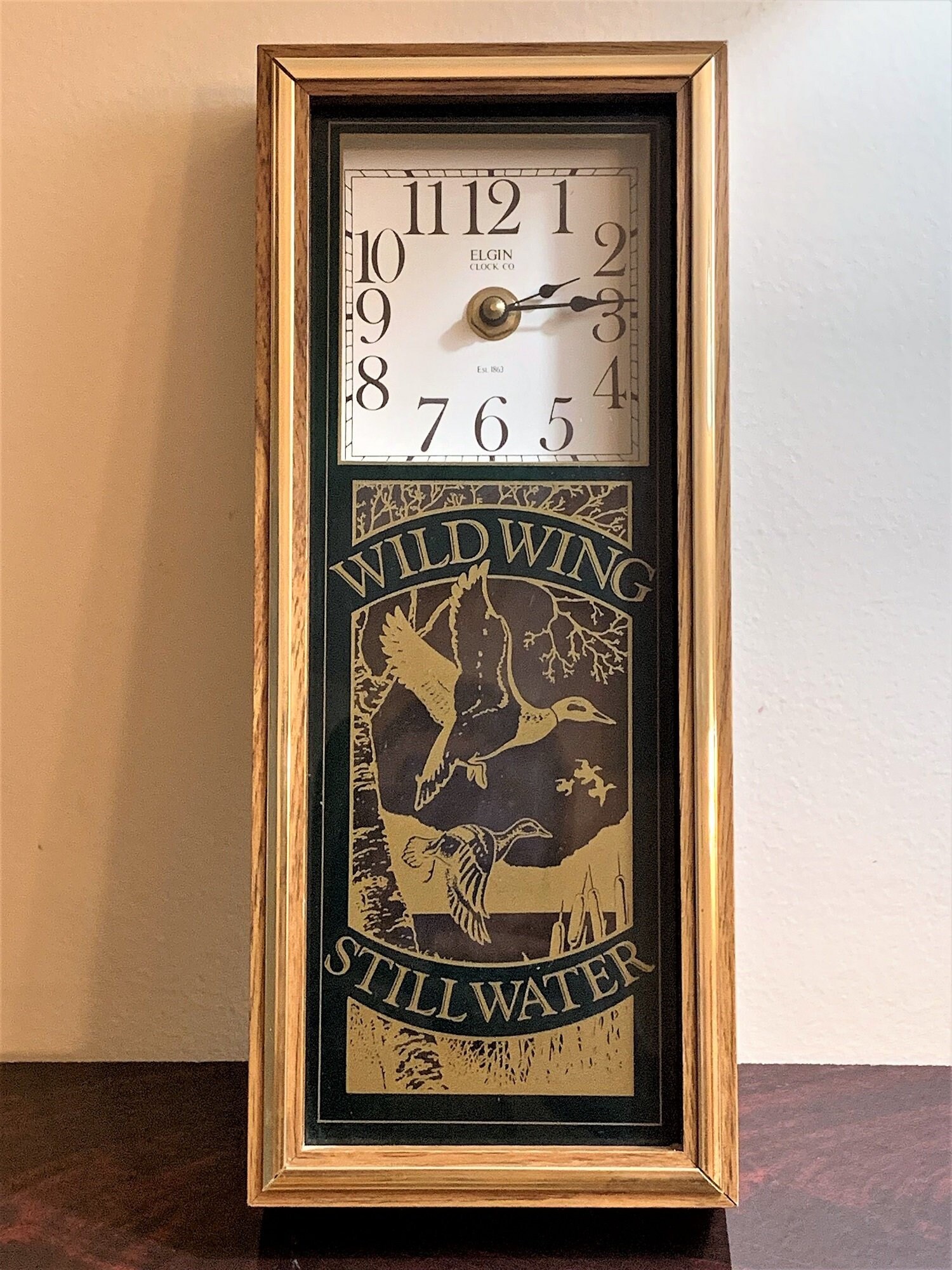 Elgin Clock Co. Wall Novelty Clock “wildwing Stillwater”, 13 Tall 5 1