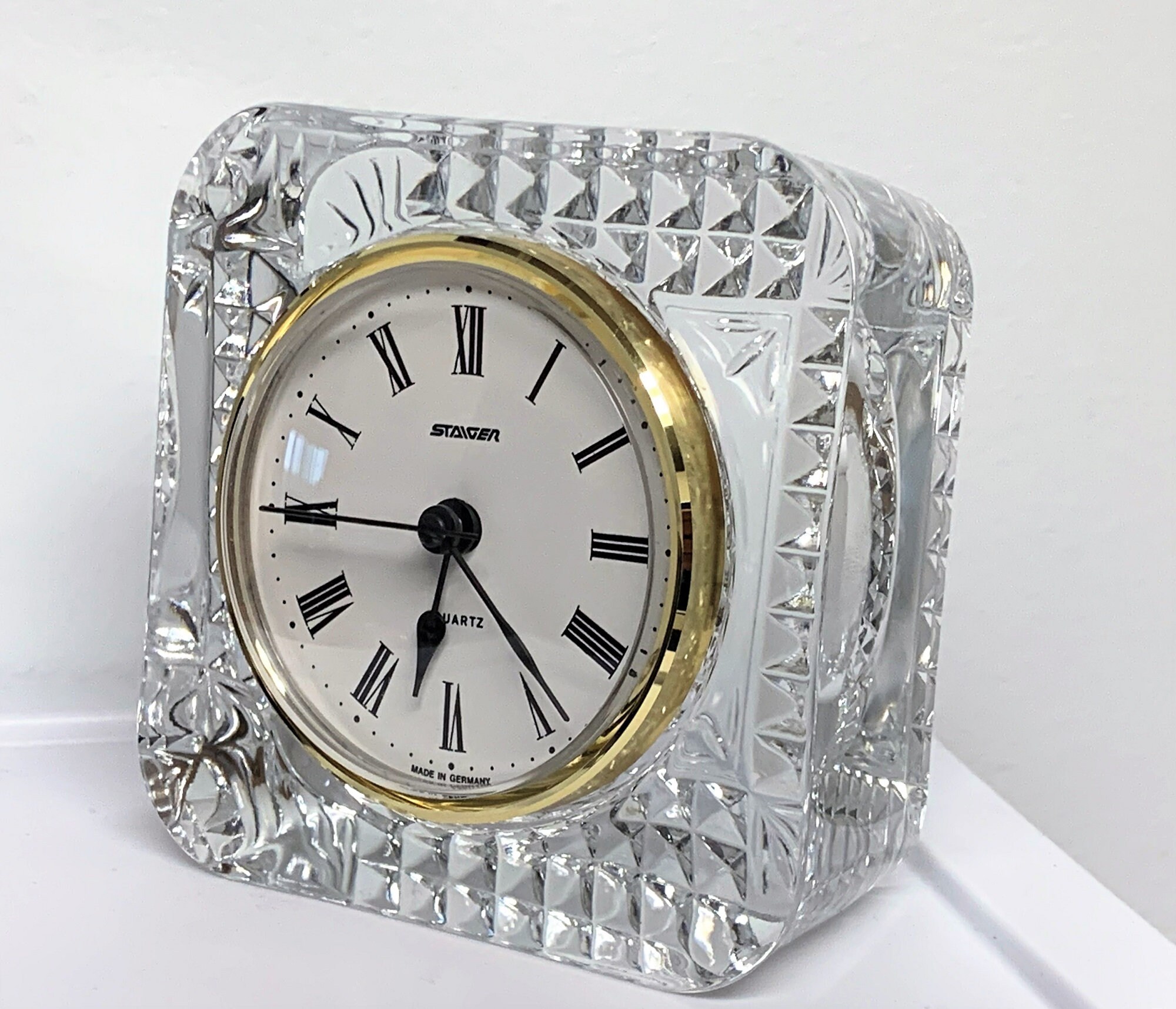 Vintage Staiger West Germany France Crystal Mantle Clock, Cushion