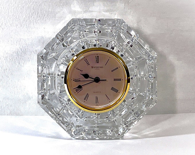 Waterford® Lismore Vibrant Fine Crystal Clock. Top Grade Serviced Retired Edition, 5" Octangular, Crafted in Ireland. Free US Shipping.