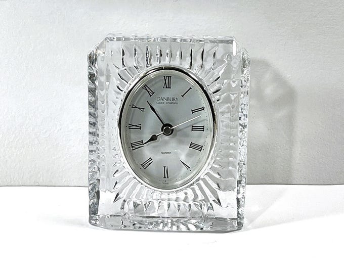Vintage Danbury® Fine Crystal Clock, Full 24% Lead Crystal, Handcut Facets, Precision Quartz, 5" T. 4" W. Oval Dial, Mint. Free US Shipping