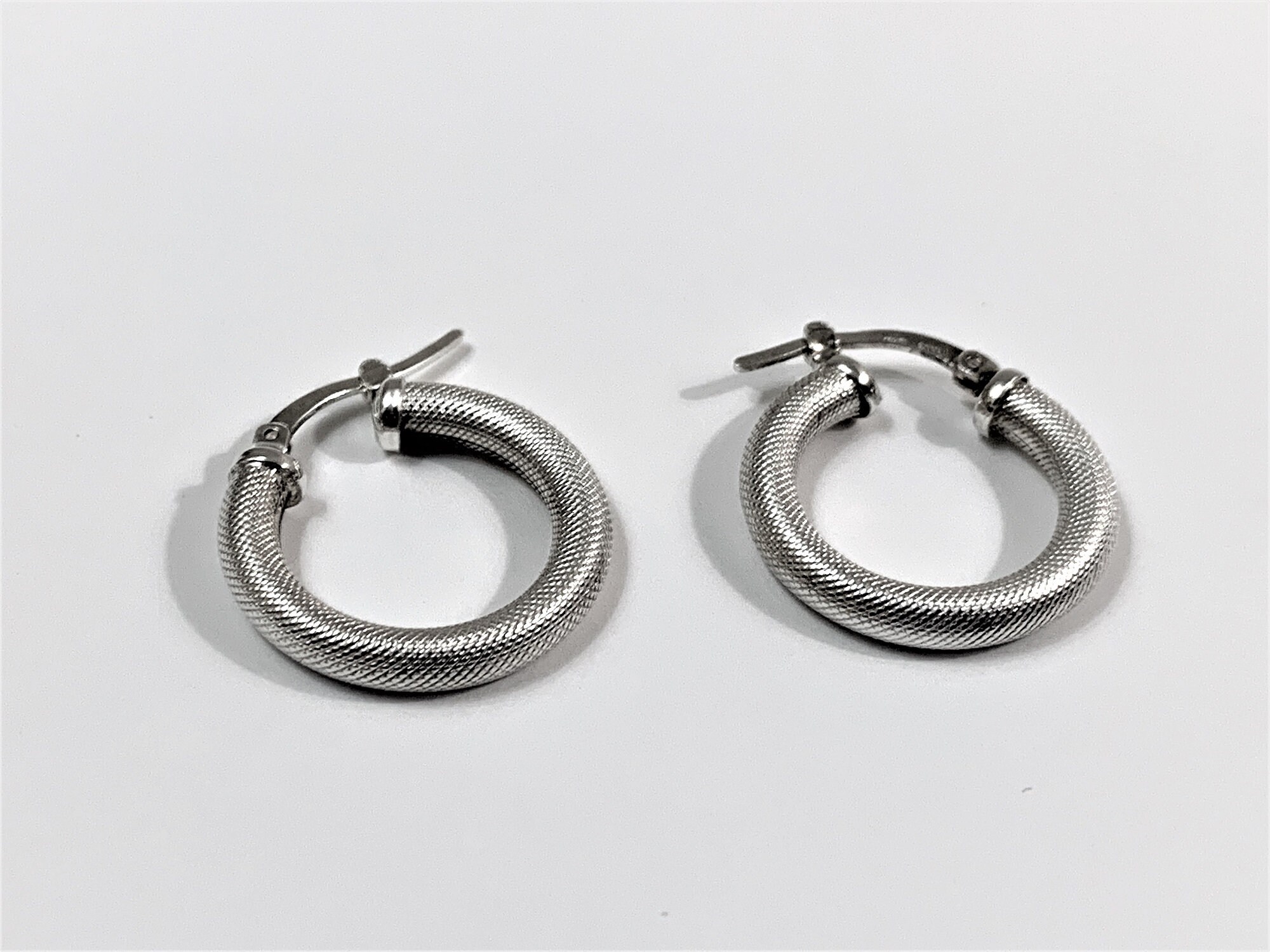 Sterling Silver Hoops, Textured, 1 - 24mm Diameter, 4mm Thick, Italy