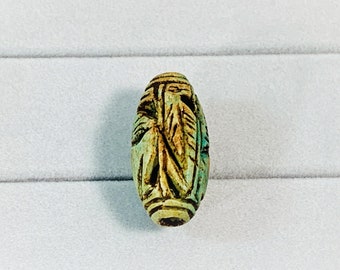 Vintage Ancient Egyptian Faience  Bead-Amulet, A Rare Amulet, Egyptian Cobra, Maat & Thoth, Valley Of The Queens, Luxor - Egypt. 27 mm.