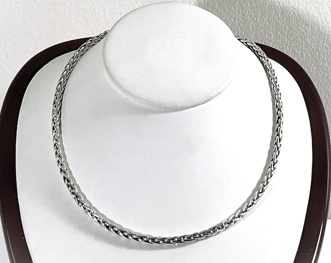 Sterling Silver Dragon Link Rope Necklace, Unique Solid Heavy 4.5mm Thick 31.00 Grams. 17" L. Lobster Claw Clasp. Polished. Free US Shipping