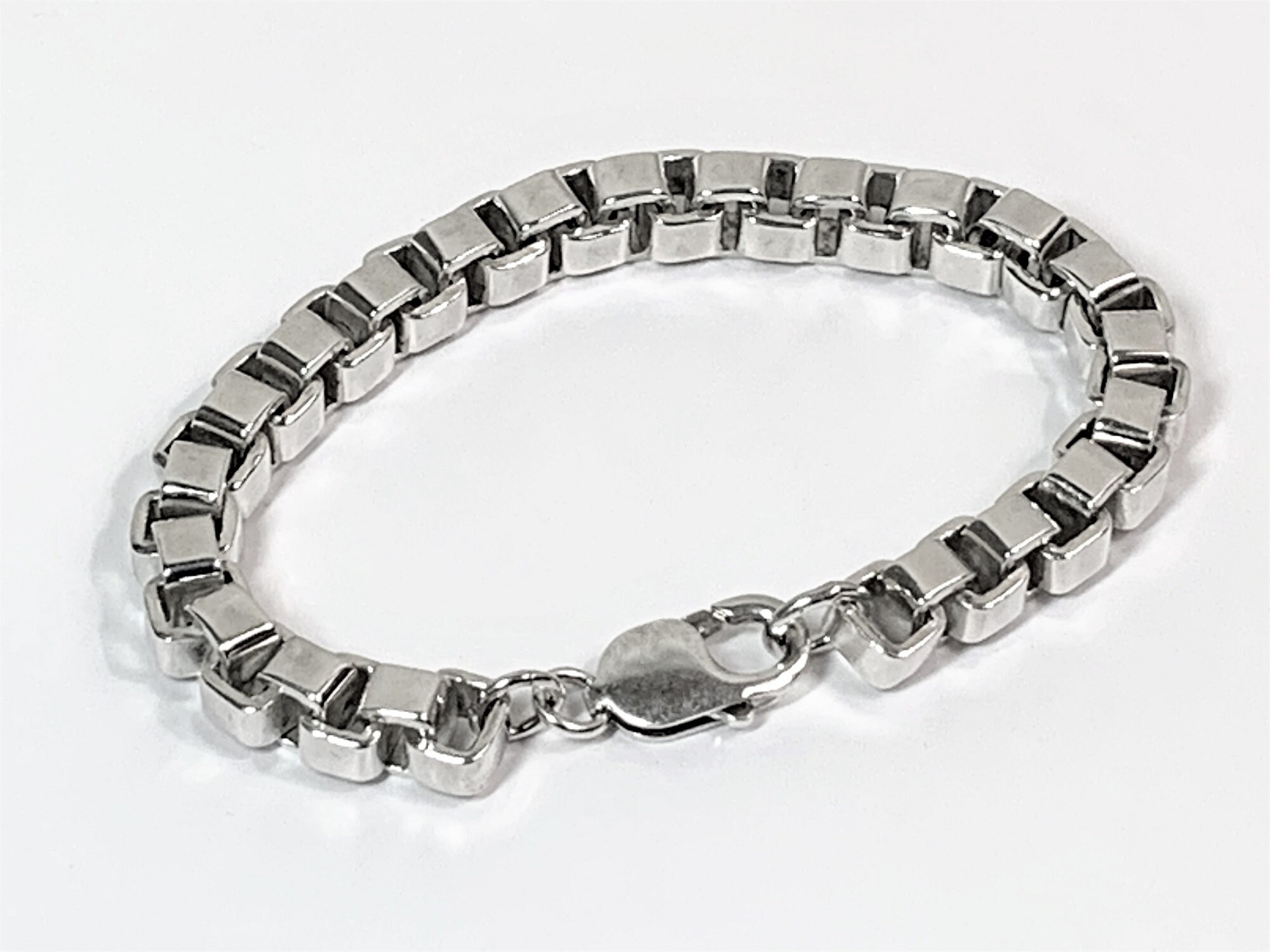 Sterling Silver Large Heavy Box Link Bracelet, 61.20 Grams, 8 Long ...