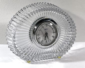 Vintage Mikasa™ Germany Diamond Fire® Crystal Clock, Hermle West Germany Movement, serviced, Large Size 8.25" W, 6.25" H,  Free US Shipping.
