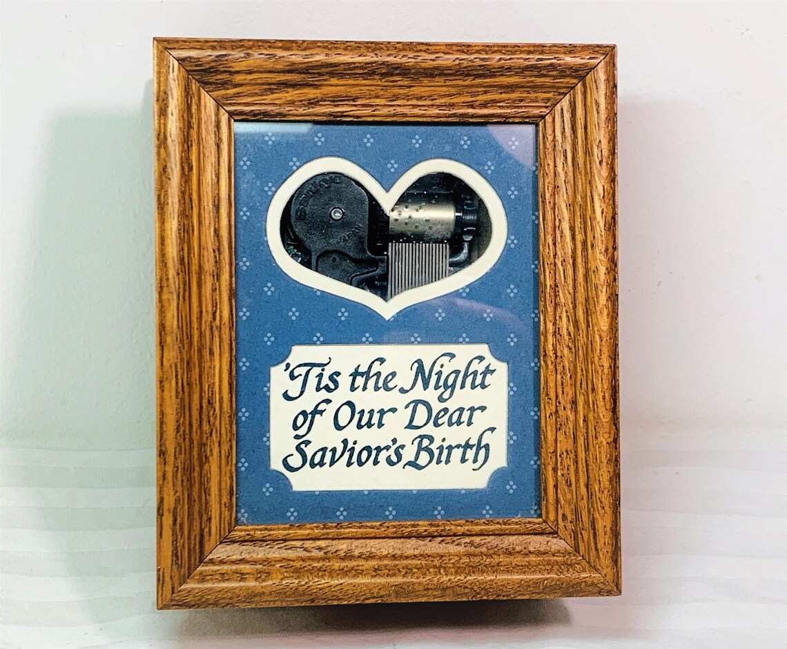 American Red Oak Music Box Holy Night Sankyo Etsy