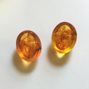 2 Oval Cabochon Baltic Honey Amber, Excellent Colors, Polished and Ready to Set, 17X12 mm (Approx.). Poland. Free US Shipping.