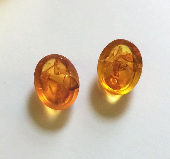 2 Oval Cabochon Baltic Honey Amber, Excellent Colors, Polished and Ready to Set, 17X12 mm (Approx.). Poland. Free US Shipping.
