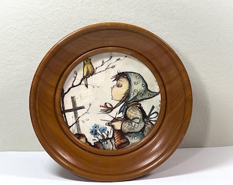 Vintage Reuge® Swiss & W. Germany Wall Hanging Hummel Art Music Box, Plays' Edelweiss", Top Condition, 5" Round, Free US Shipping