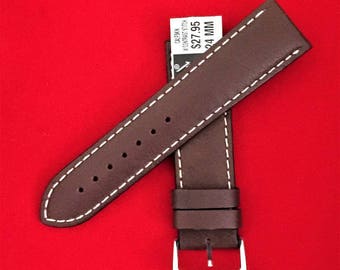 Vintage Speidel Genuine Leather Watch Band, 24 mm Lugs, Padded Stitched Water Resistant, Heavy Duty, Dark Brown, Old Stock Never Used