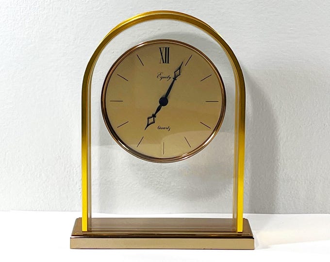 Vintage Equity™ Super Accuracy Quartz Brass Dome Mantle Clock, Hong Kong, Large Floating Dial,  7.5" T. 6" W. Restored, Free US Shipping.
