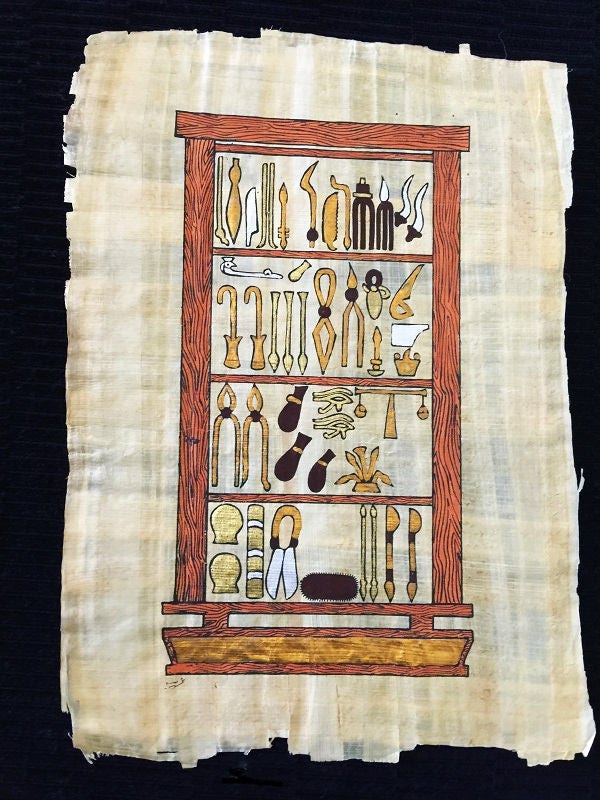 Vintage Genuine Hand Painted Egyptian Papyrus, Ancient Egyptian