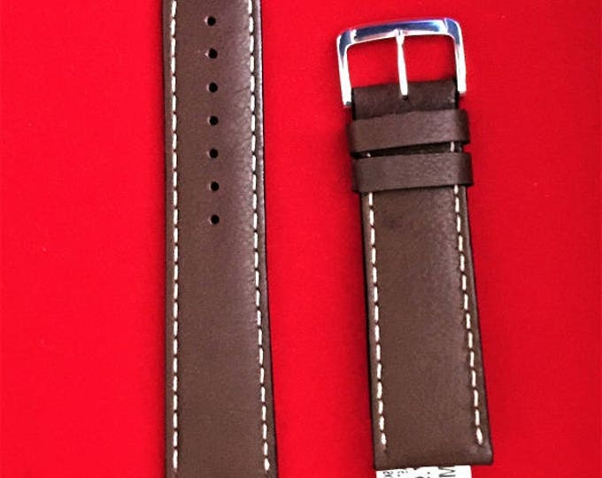 Speidel® Genuine Leather Watch Band, 24 mm Lugs, Padded Stitched Water Resistant, Heavy Duty, Dark Brown, Old Stock Never Used