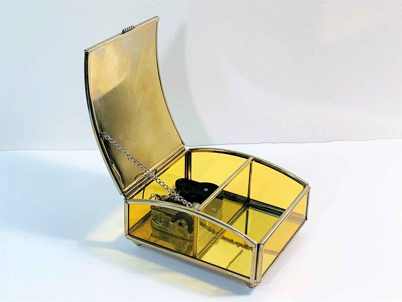 Vintage Sankyo Japan Music Box Glass & Brass Structure Roses Etsy