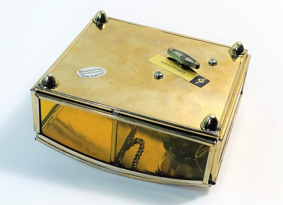 Vintage Sankyo Japan Music Box Glass & Brass Structure Roses Etsy