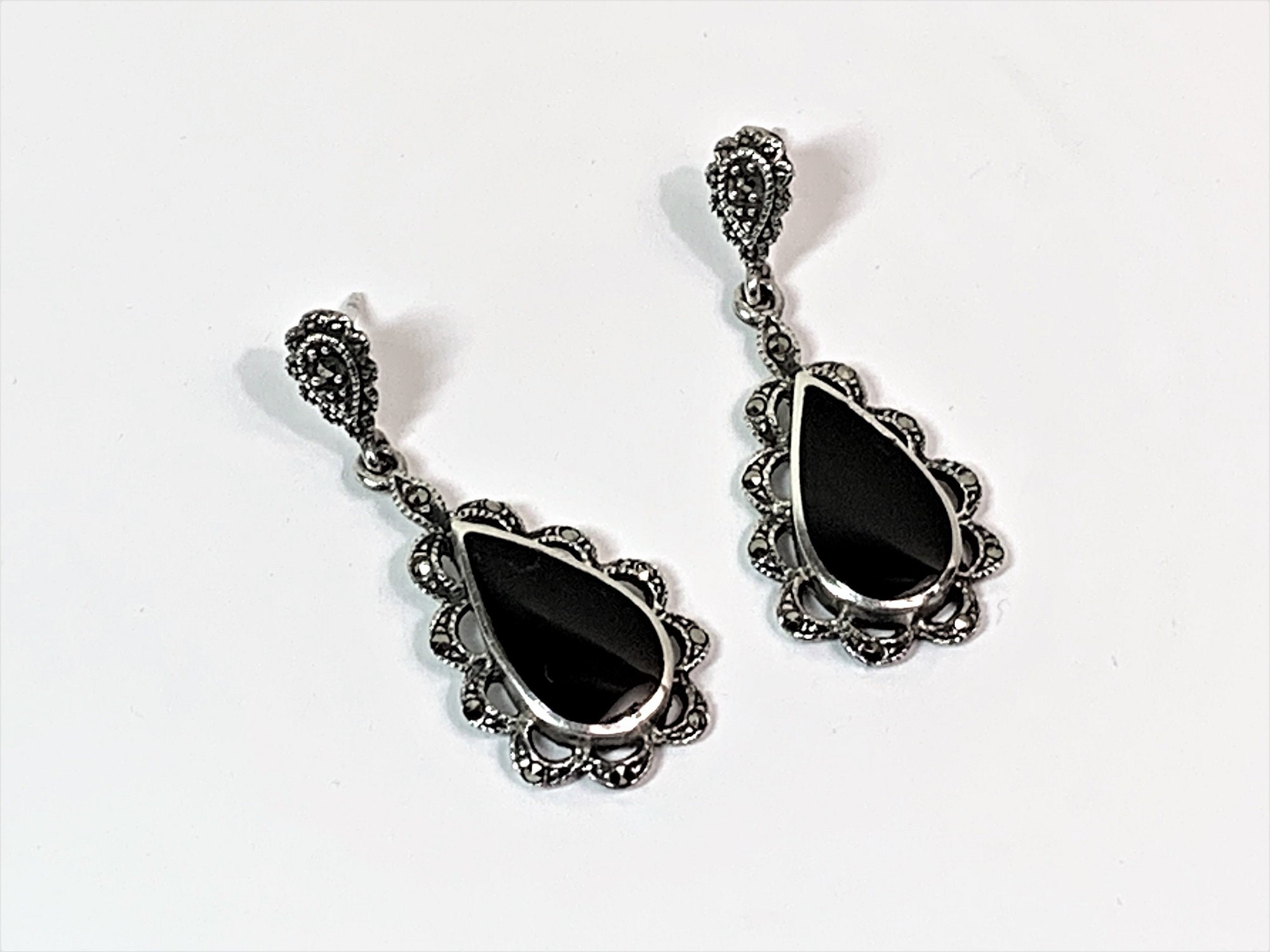 Vintage onyx earrings Clearance