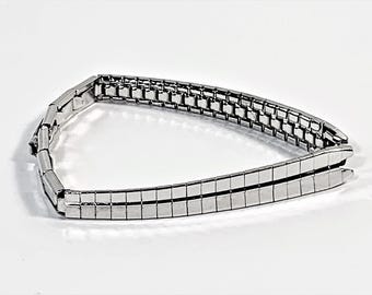 Vintage Minaflex® USA 1/20 10K White Gold Filled Hook Ends Unique Watch Band, 6mm C Hooks, Excellent Condition. Free US Shipping