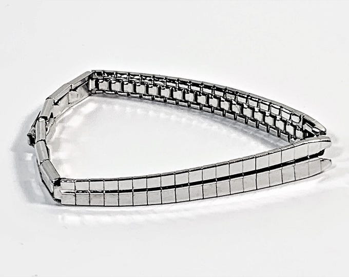 Vintage Minaflex® USA 1/20 10K White Gold Filled Hook Ends Unique Watch Band, 6mm C Hooks, Excellent Condition. Free US Shipping