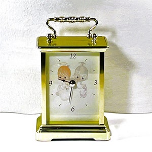 Vintage Seth Thomas™ 'Two Angels' Carriage Clock, Takane Japan Quartz, Brass & Chrome Finish, Serviced, 6.55" T. 4" W, Free US Shipping