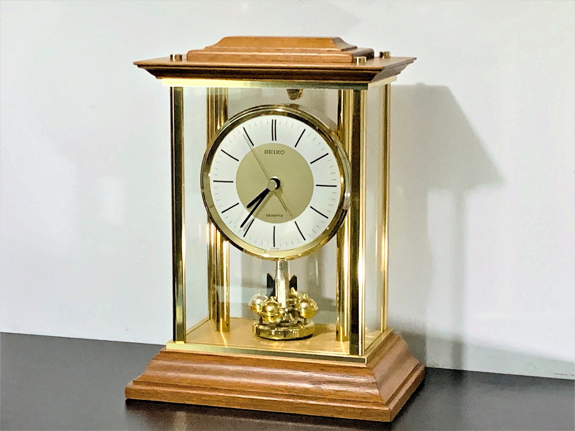 Seiko Limited Solid Cherry Hardwood, Brass and Glass Case Seiko Limited Solid Cherry Hardwood, Brass and Glass Case