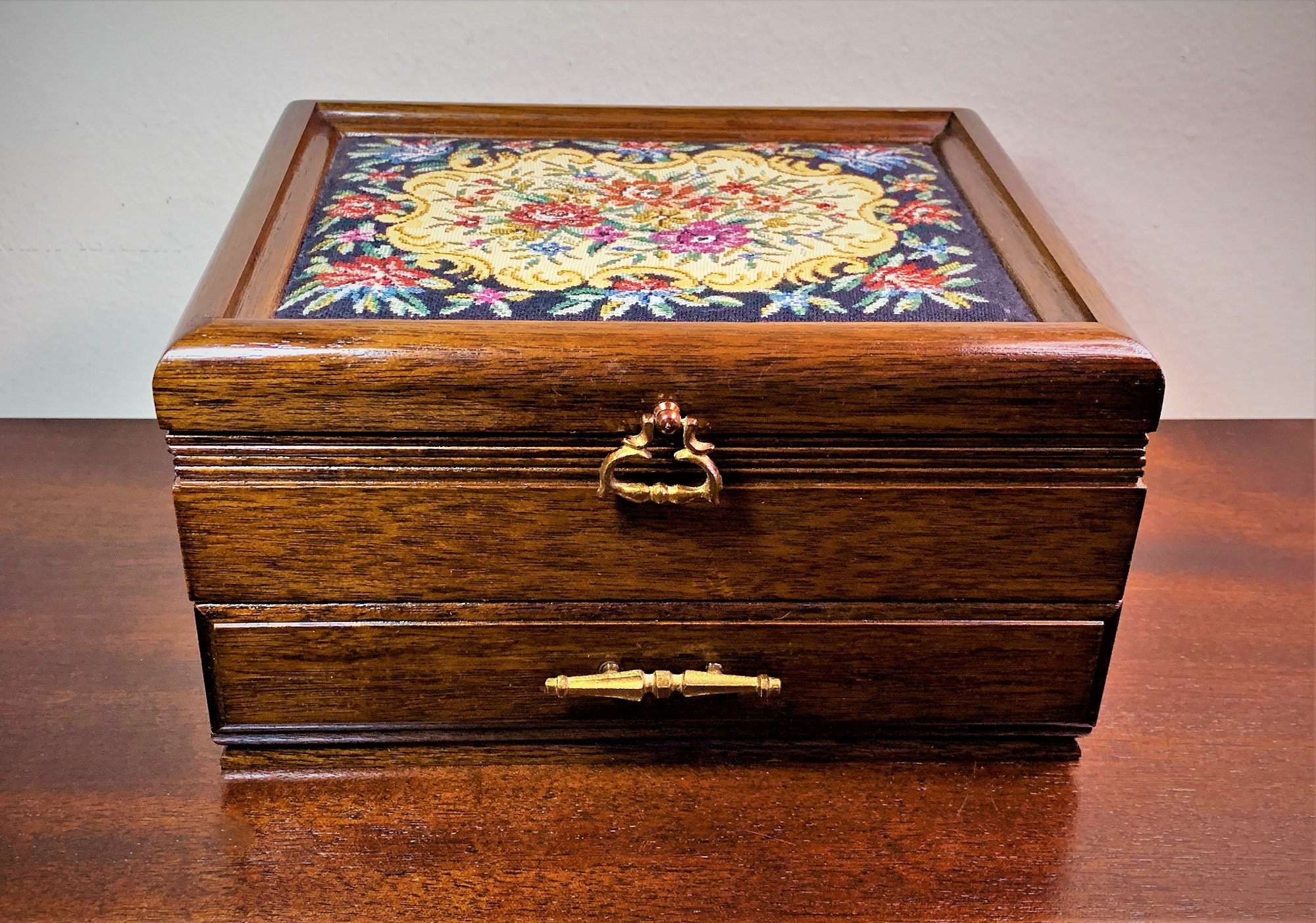 Vintage Fine Woods Musical Jewelry Box, FujI Japan Music Box, Colorful