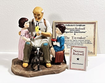 Norman Rockwell "The Toy Maker" 1981 Limited Edition "Figurine Americana", Collector's Certificate & Box, 6.5" T. 6" W. Free US Shipping.