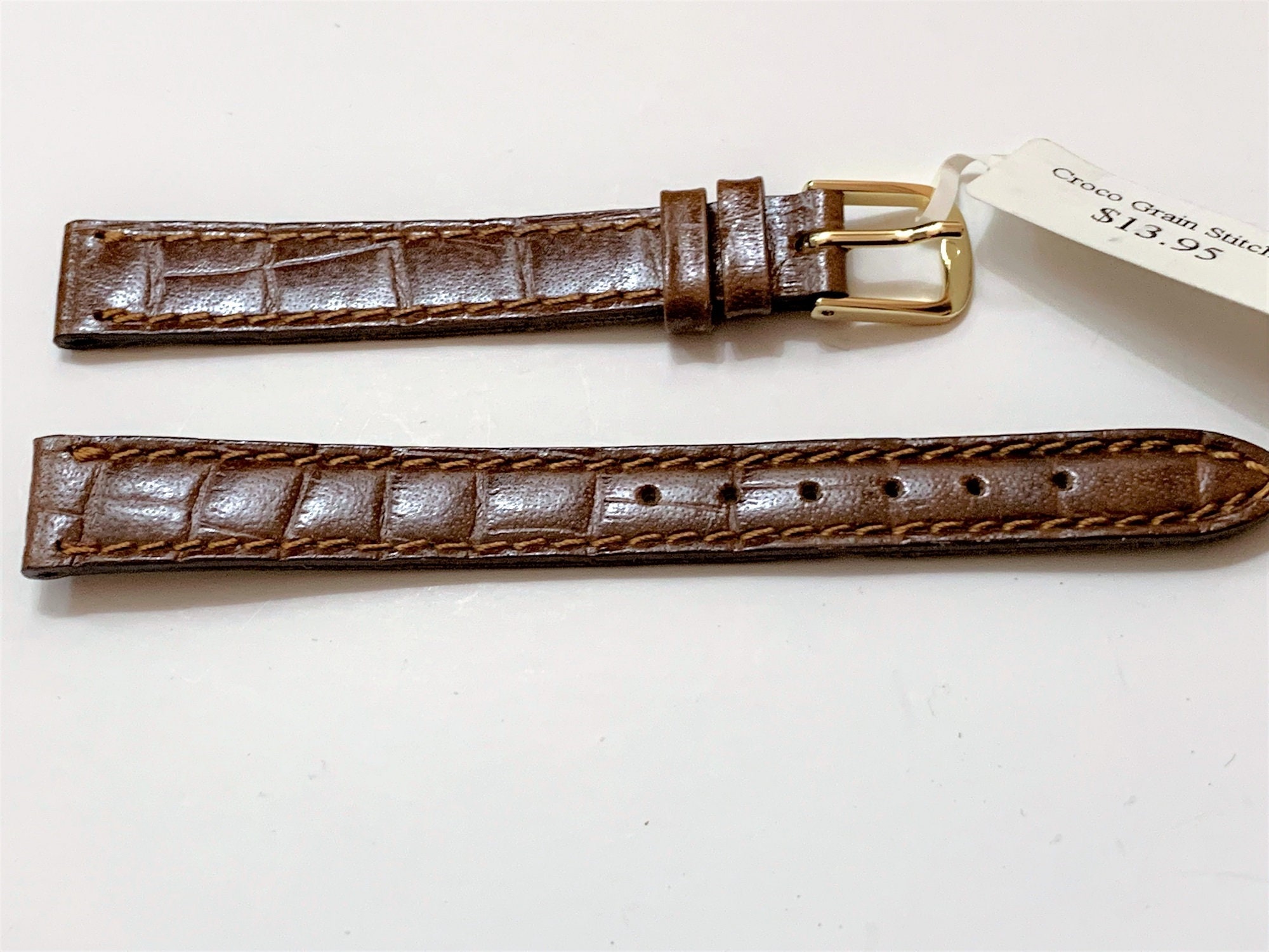 Vintage Tourbillon Italy Genuine Leather Croco Grain Watch Band, 12 mm ...
