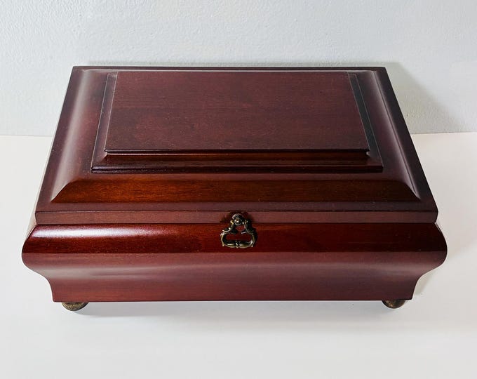 Vintage 1998 The Bombay Company™ Luxurious Musical Jewelry Box, "Waltz of the Flowers" Bronze Feet, Mirror, 11" W. 8" L. Free US Shipping