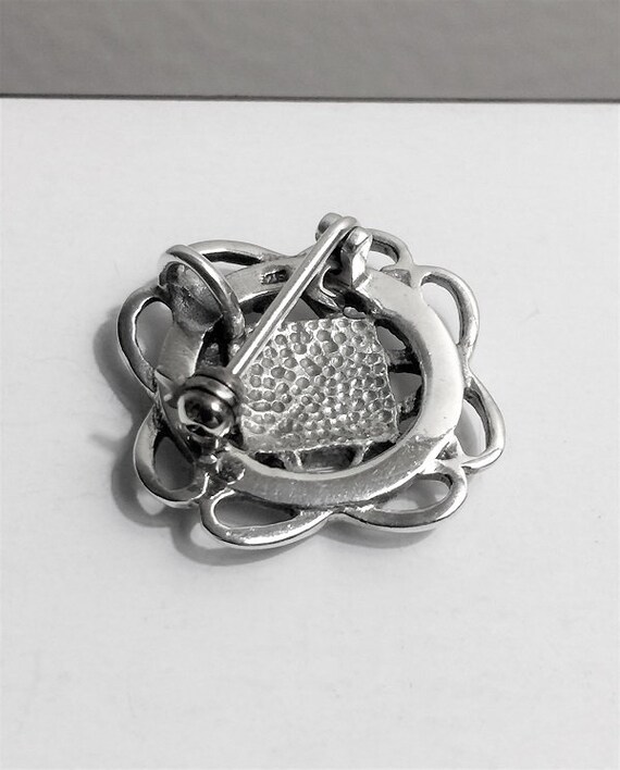 Vintage Sterling Silver Marcasite Brooch/Pendant,… - image 2