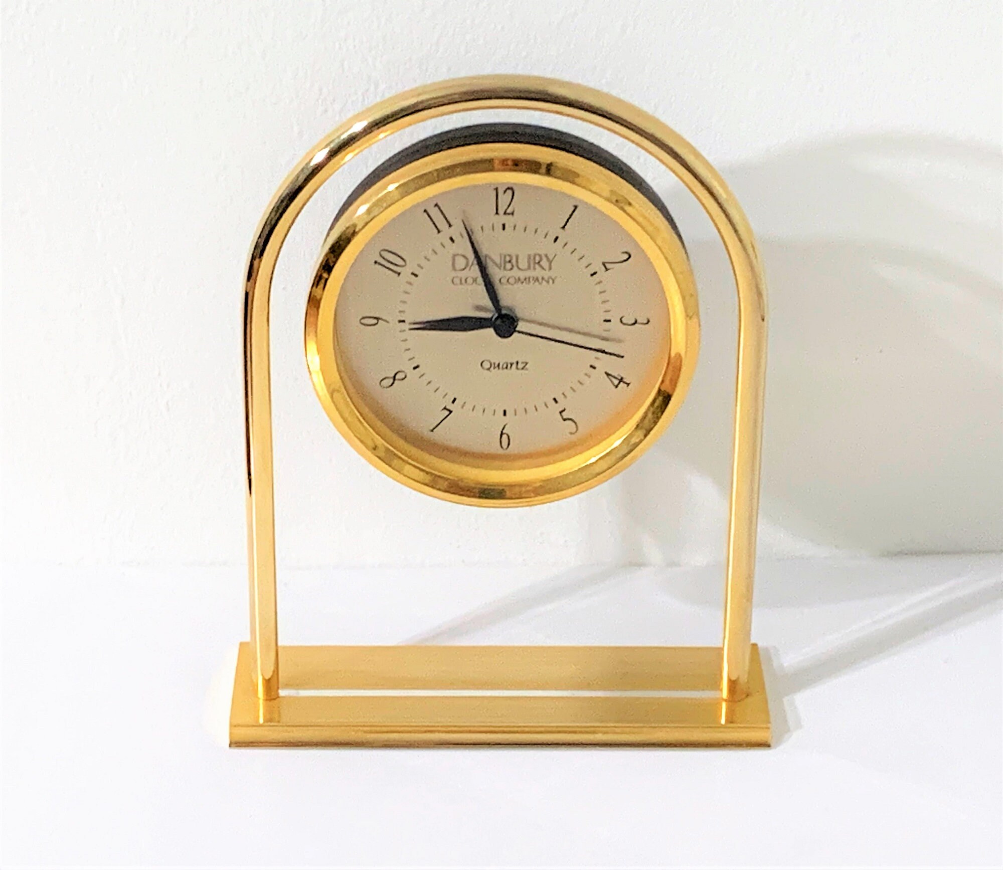 Danbury Solid Brass & Lucite Mantle Desktop Clock, Floating Dial,, 7 H