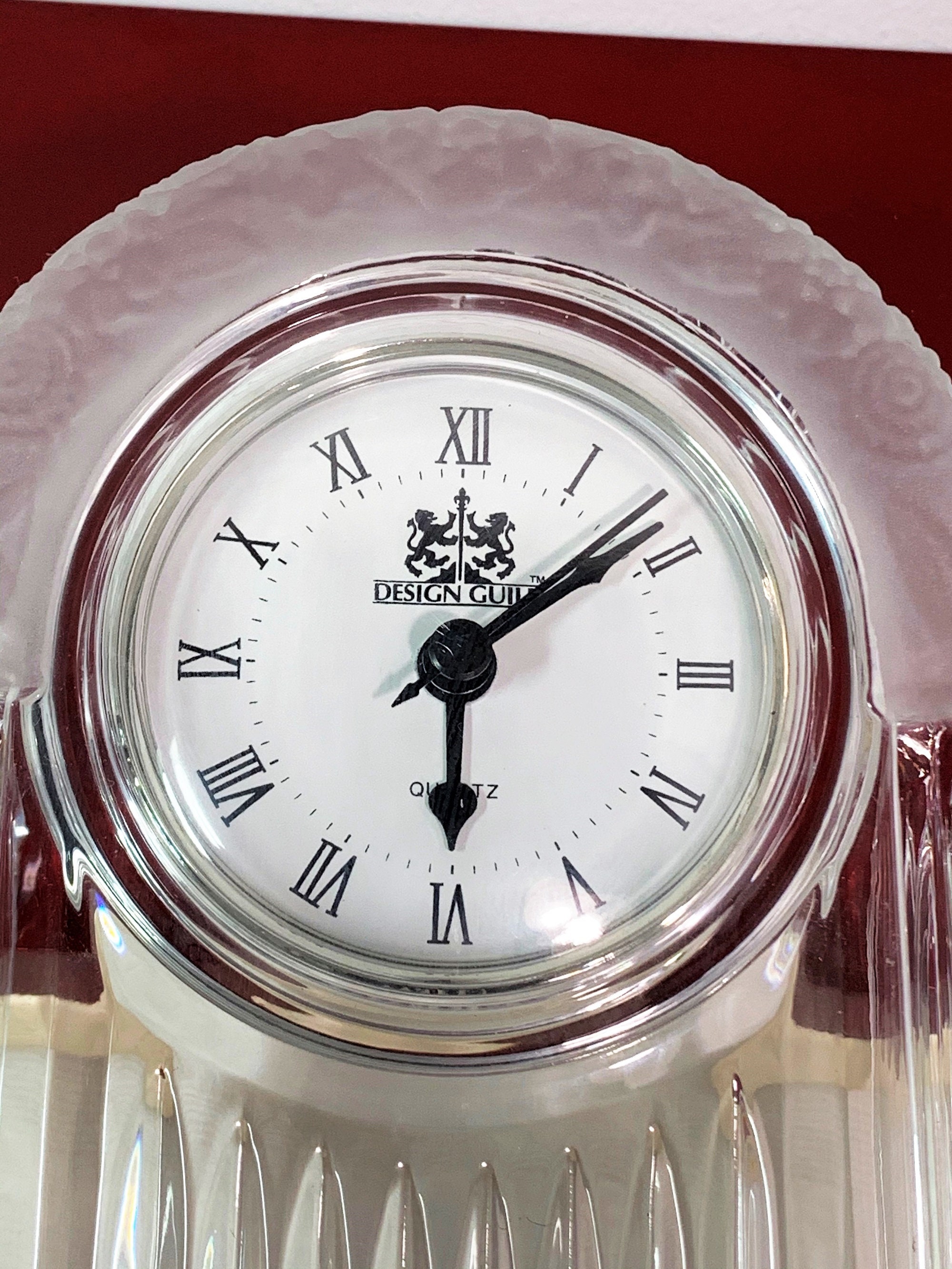 Design Guild Slovakia 24 Lead Crystal 11 Tall Mantle Clock, Frosted