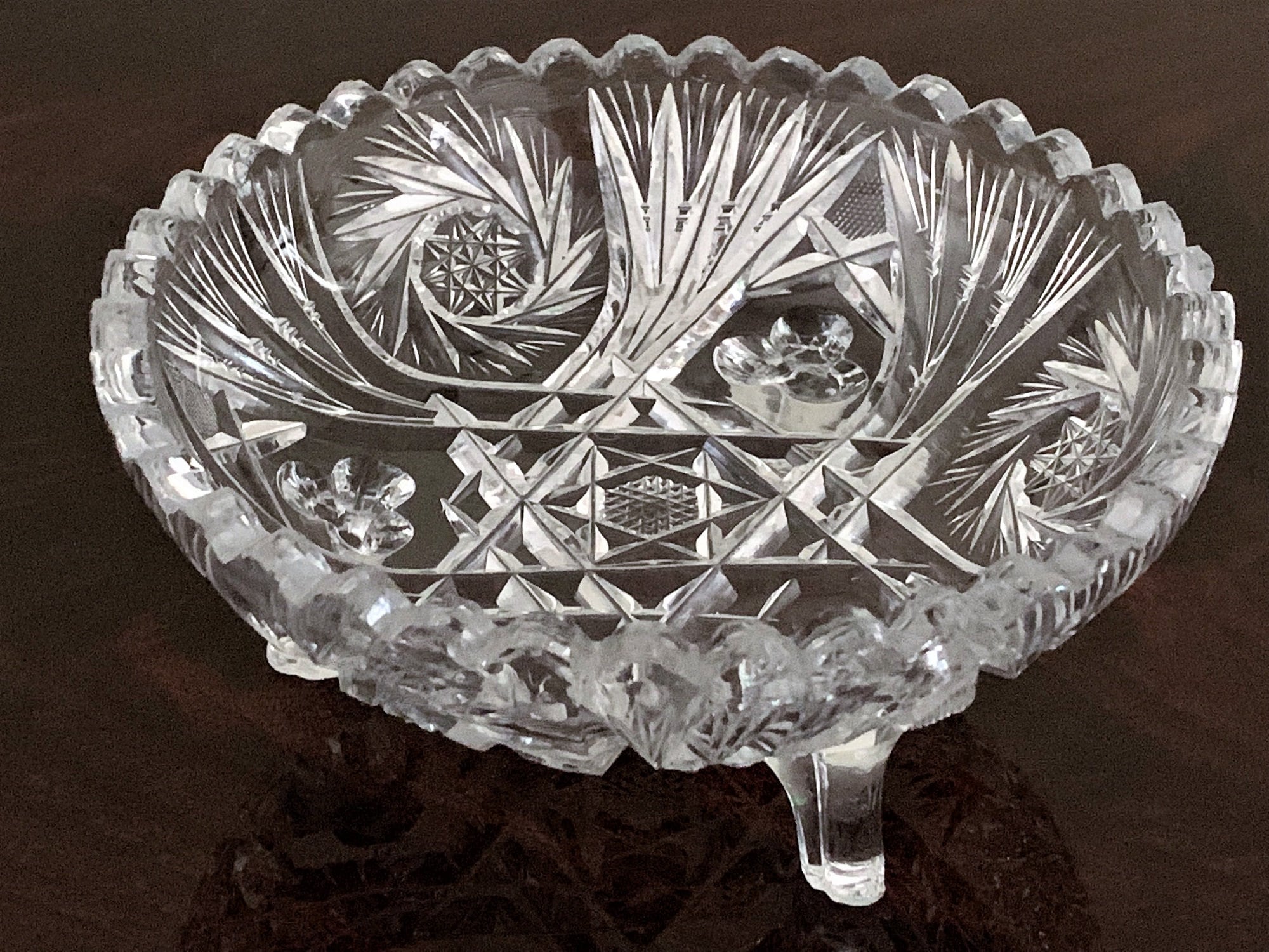 Vintage Fine Lead Crystal Star of David Bowl, Trinket or Candy Bowl