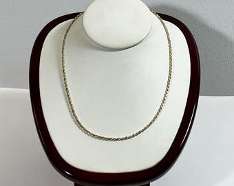 Sterling Silver Italy Two Tone Solid Rope Necklace Chain, 2.5mm Thick. 18" Long, Lobster Claw Clasp, 8.30 Grams. Polished. Free US Shipping.