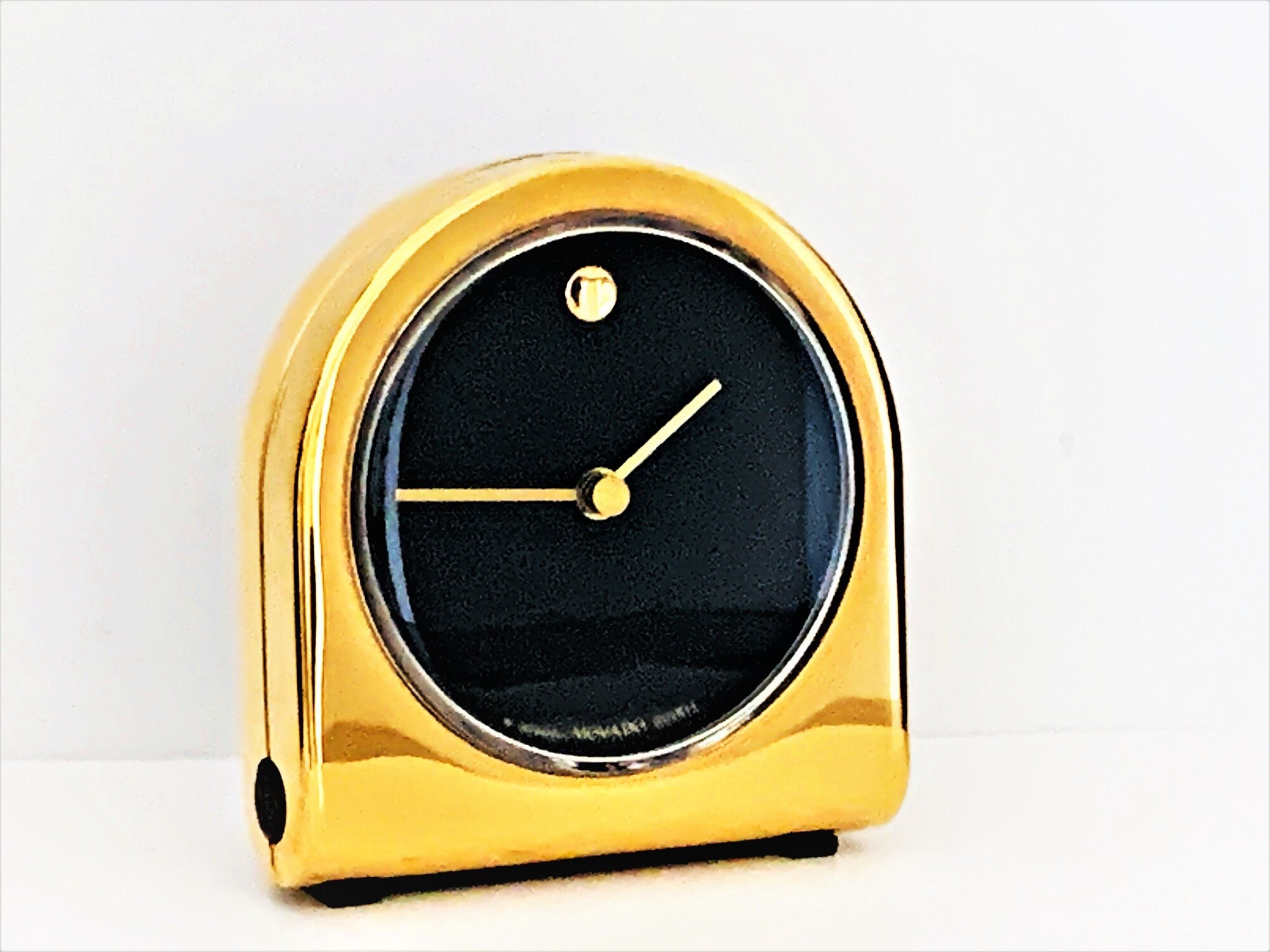Movado West Germany Solid Brass Mantle Clock, Quartz Precision, Retired Edition, Great Condition
