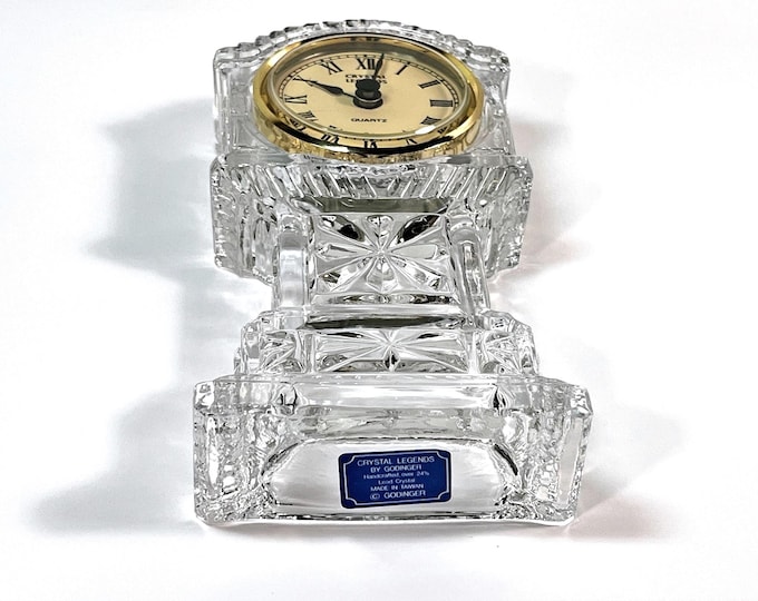 Vintage Crystal Legend by Godinger® Colonial Style Crystal Clock, Handcrafted in Taiwan. Precision Quartz, Serviced. 7" T. Free US Shiping.