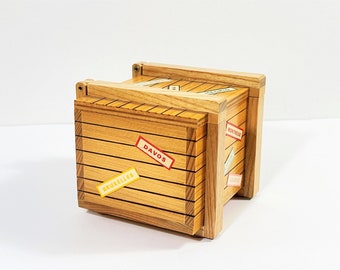 Collectible Rare Reuge Ste-Croix Swiss Music Box "The Little Wanderer". World Places Crate - Switzerland., 4.5" W. 4" L. Free US Shipping.