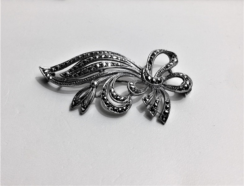 Vintage Sterling Silver Marcasite Brooch, Very well Crafted, Over 2 ...