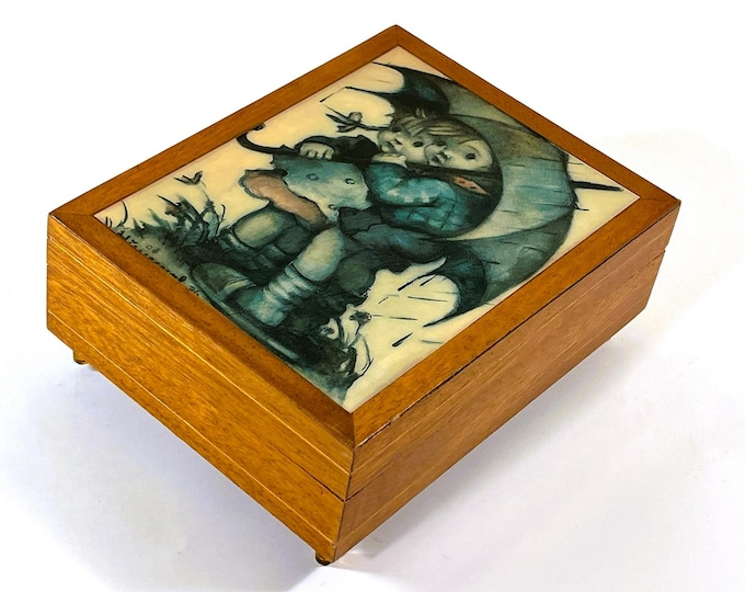 Vintage Mapsa™ Switzerland Music Box "Barcarole Von Hoffman", Hummel Original Art. Made in West Germany. 5 75" L X 4.5” W.  Free US Shipping