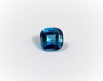 Natural London Blue Topaz, 2.56 Carats Cushion - Radiant Cut 8x8 mm Loose Gemstone, VVS Grade. Free US Shipping.