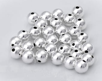 Package of  20 Sterling Silver .925 Seamless Round Beads, 3 mm, Smooth Surface and Brilliant Sterling Silver Luster.
