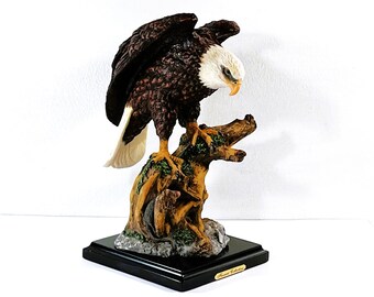 Fineant Collection® American Bald Eagle Sculpture, Hard Mix Resin, Impressive Details, Hand Painted, 10.5" Tall. 5.5" Base. Free US Shipping