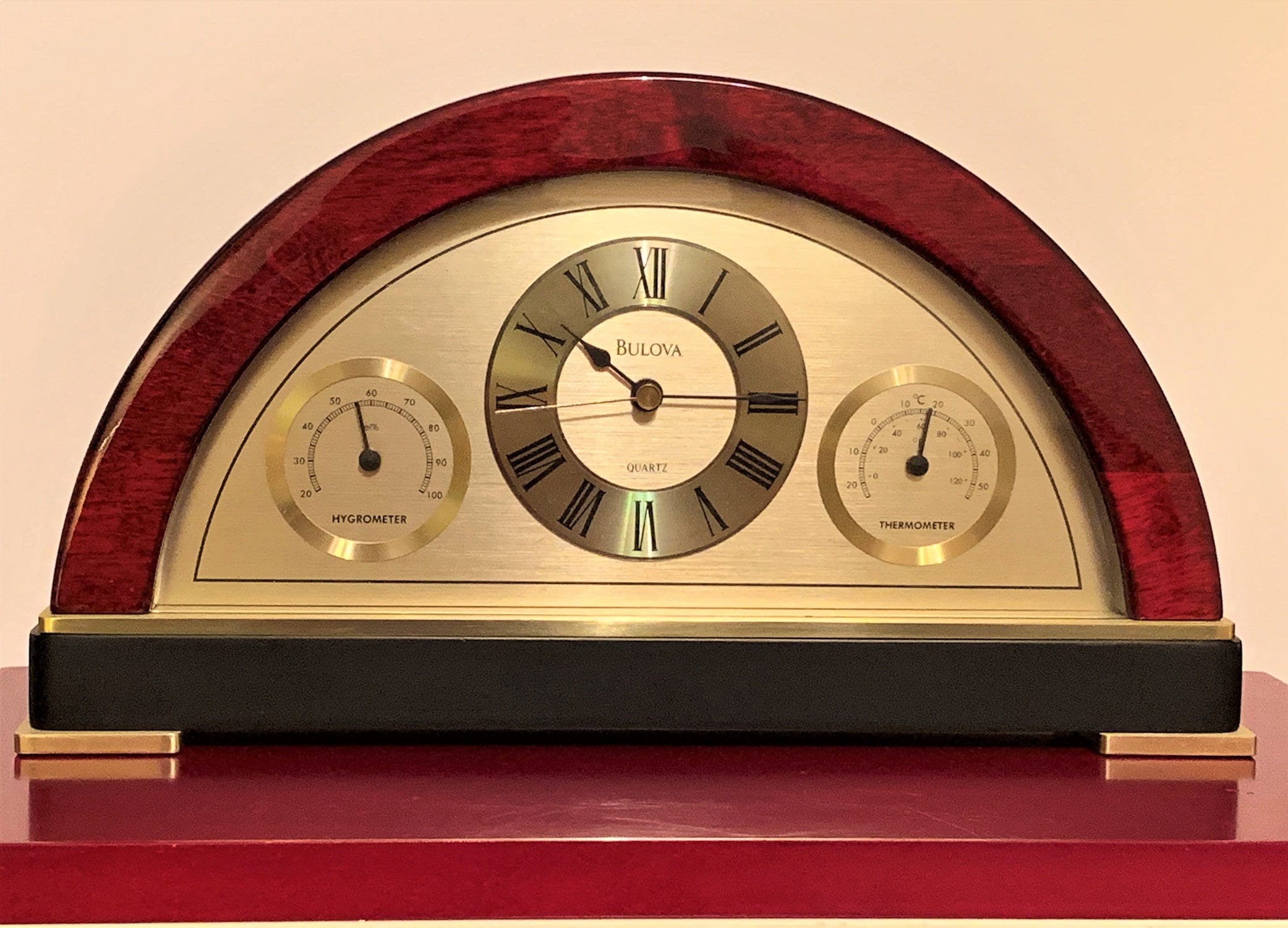 Bulova Desk Clock B2980 Seabury Collection, Thermometer and Hygrometer