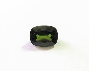 Genuine Natural Green Tourmaline,Olive Green, Extra Facets Long Cushion Cut Loose Gemstone, 1.48 carats, 8.20 X 6.20 mm, Brazil